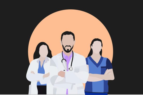 Medical Doctor and Nurse Illustration for Embroidered Projects