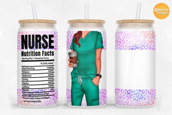 Nurse Nutrition Facts Glass Design for Embroidery Projects
